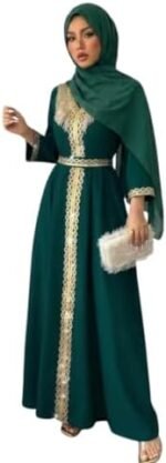 Elegant Dark Green for Women – Fringe Sequin Patchwork Modest Arabian Wear, Luxury Turkish Style Maxi Gown Dress,Medium Buy Online at Best Price in UAE - Amazon.ae