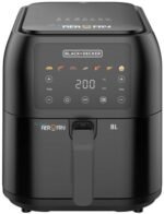 BLACK+DECKER Digital Air Fryer, 1700W, 8 Litres Family-Sized Capacity, 7 Preset Functions, Rapid Air Convection for Healthy Frying, Adjustable Temperature 80-200°C, Easy Clean, Black - SAF80-B5 Buy Online at Best Price in UAE - Amazon.ae