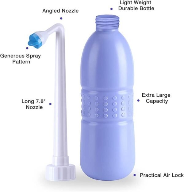⁦SKY-TOUCH Large Portable Shattaf Bidet Bottle and Traveling Bidet for Personal Cleansing Use - Include Extended Nozzle - Personal Hygiene Care Toilet Bidet Spray -650ml Purple Buy Online at Best Price⁩ - الصورة ⁦2⁩