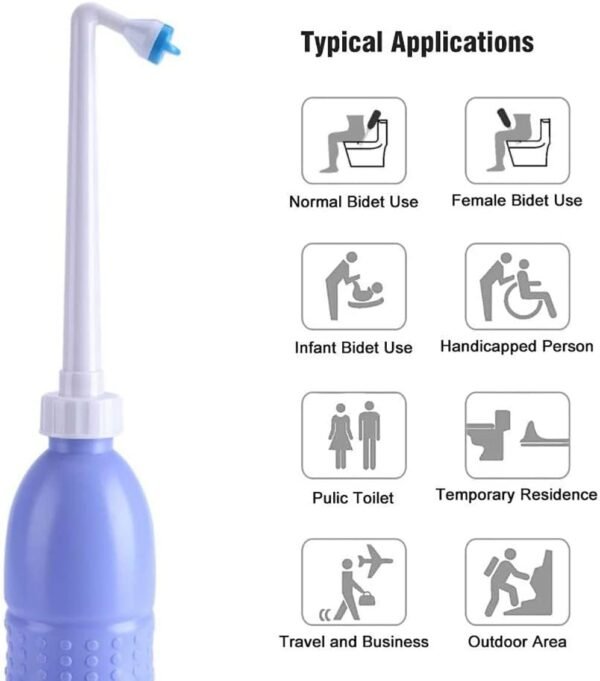 ⁦SKY-TOUCH Large Portable Shattaf Bidet Bottle and Traveling Bidet for Personal Cleansing Use - Include Extended Nozzle - Personal Hygiene Care Toilet Bidet Spray -650ml Purple Buy Online at Best Price⁩ - الصورة ⁦3⁩