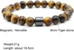 Jury Ricjurzzty 3 PCS Tiger Eye Stone Bracelets 8MM Natural Stones Beads Bracelets for Men Women Girls Jewelry One Size - multi - Image 3