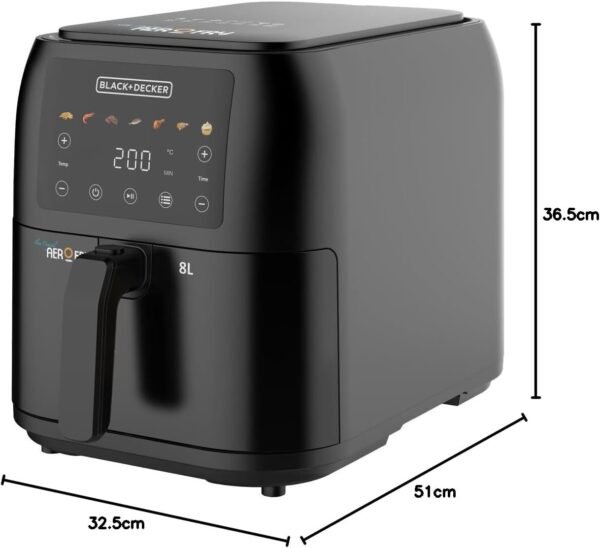 BLACK+DECKER Digital Air Fryer, 1700W, 8 Litres Family-Sized Capacity, 7 Preset Functions, Rapid Air Convection for Healthy Frying, Adjustable Temperature 80-200°C, Easy Clean, Black - SAF80-B5 Buy Online at Best Price in UAE - Amazon.ae - Image 15
