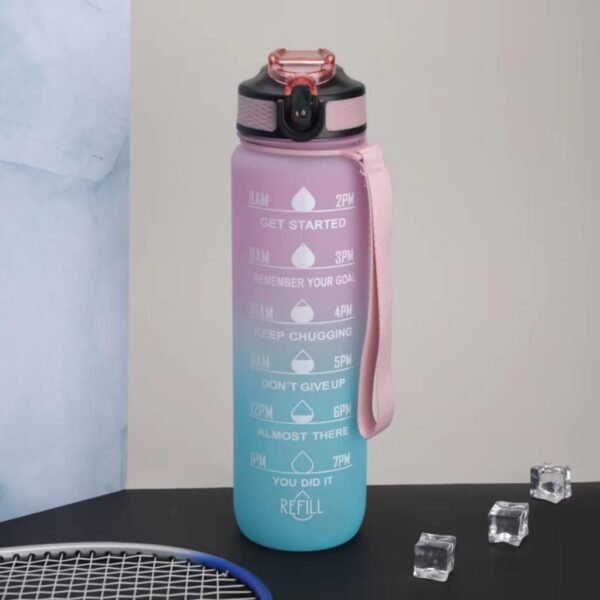 SKY-TOUCH 1L Sports Water Bottle  Motivational Water Bottle with Time Marker and Straw Leakproof Bottles for Fitness Gym and Outdoor Sports (Blue&Pink, 1pcs) : Amazon.ae: Patio, Lawn & Garden - Image 6
