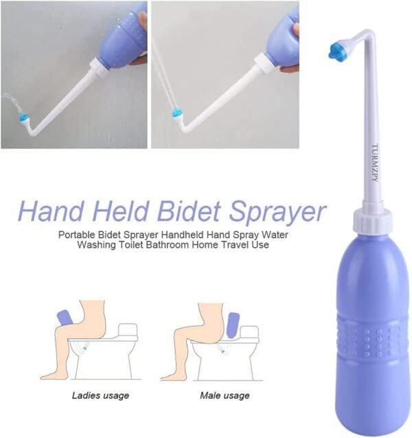 ⁦SKY-TOUCH Large Portable Shattaf Bidet Bottle and Traveling Bidet for Personal Cleansing Use - Include Extended Nozzle - Personal Hygiene Care Toilet Bidet Spray -650ml Purple Buy Online at Best Price⁩ - الصورة ⁦12⁩