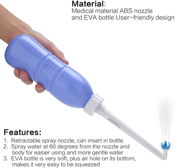 ⁦SKY-TOUCH Large Portable Shattaf Bidet Bottle and Traveling Bidet for Personal Cleansing Use - Include Extended Nozzle - Personal Hygiene Care Toilet Bidet Spray -650ml Purple Buy Online at Best Price⁩ - الصورة ⁦6⁩
