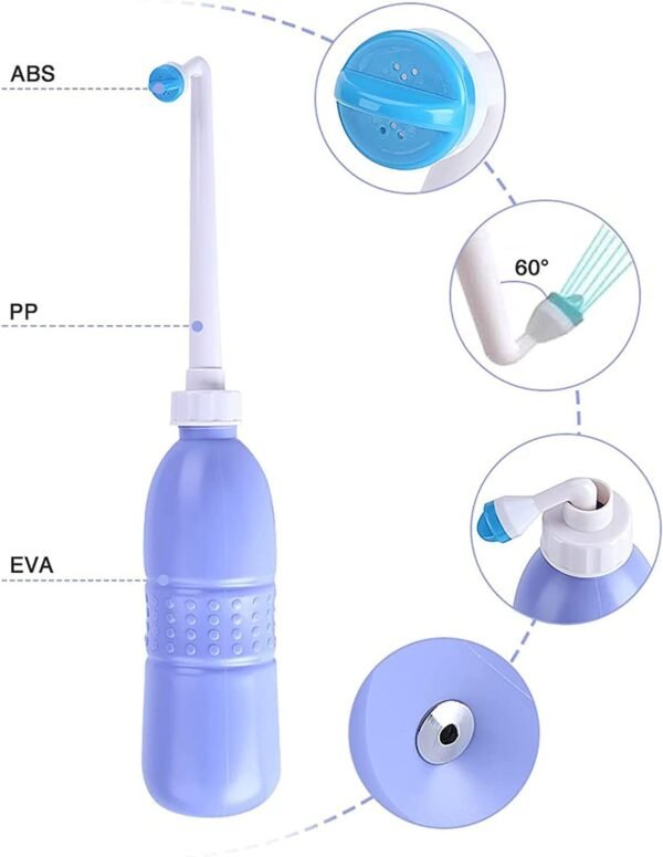 ⁦SKY-TOUCH Large Portable Shattaf Bidet Bottle and Traveling Bidet for Personal Cleansing Use - Include Extended Nozzle - Personal Hygiene Care Toilet Bidet Spray -650ml Purple Buy Online at Best Price⁩ - الصورة ⁦4⁩