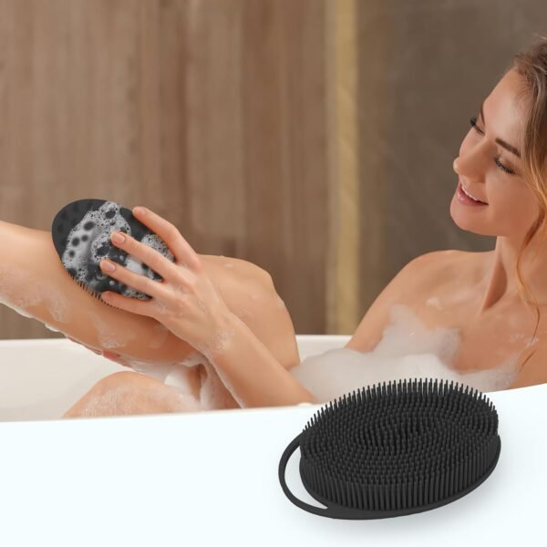 ⁦Eid Al Adha Mubarak Bath Silicon Scrubber 3 Pack Assorted Colors Black Pink Blue Premium Exfoliating Skin Cleansing Brush for Shower Spa Ramadan Islamic New Year Personal Care Supplies Buy Online at Best Price⁩ - الصورة ⁦5⁩