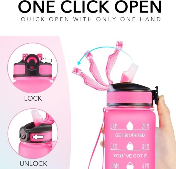 SKY-TOUCH 1L Sports Water Bottle  Motivational Water Bottle with Time Marker and Straw Leakproof Bottles for Fitness Gym and Outdoor Sports (Blue&Pink, 1pcs) : Amazon.ae: Patio, Lawn & Garden - Image 9
