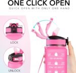 SKY-TOUCH 1L Sports Water Bottle Motivational Water Bottle with Time Marker and Straw Leakproof Bottles for Fitness Gym and Outdoor Sports (Blue&Pink, 1pcs) : Amazon.ae: Patio, Lawn & Garden - Image 3
