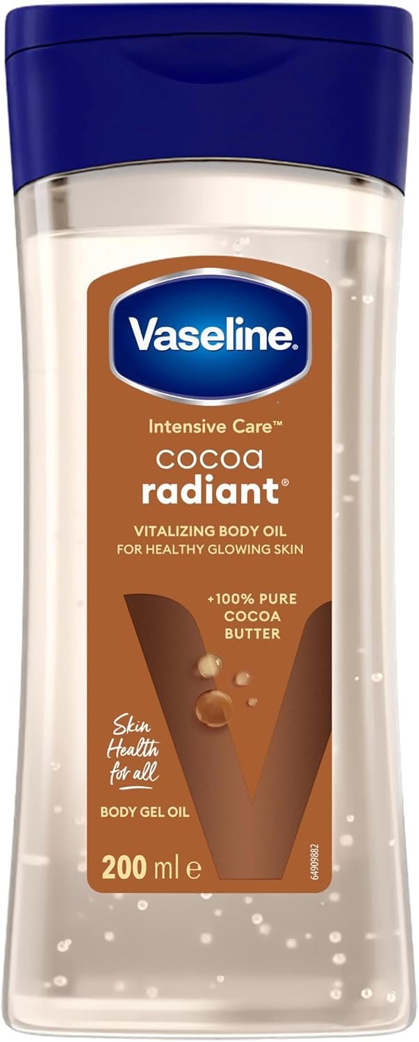 619BAfSB1oL._AC_SL1500_.jpg Vaseline Intensive Care Cocoa Radiant Vitalizing Body Oil With 100% Pure Cocoa Butter & Replenishing Oils For Long-Lasting Radiant Glow| Non-Greasy Body Gel Oil for Healthy & Glowing Skin| 200 ml - Image 1