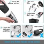 IDEA-TECH Car Vacuum Cleaner, 3.2KPa Strong Cyclone Suction, 12V 120W Rechargeable, for Pet Hair Car Home Cleaning, Black, 355*105*125mm/13.97*4.13*0.16in, F6001  Amazon.ae: Kitchen - Image 13