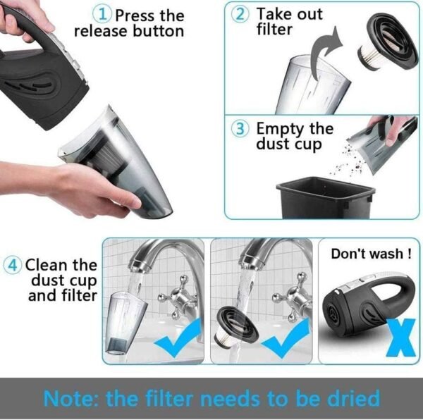 IDEA-TECH Car Vacuum Cleaner, 3.2KPa Strong Cyclone Suction, 12V 120W Rechargeable, for Pet Hair Car Home Cleaning, Black, 355*105*125mm/13.97*4.13*0.16in, F6001  Amazon.ae: Kitchen - Image 13