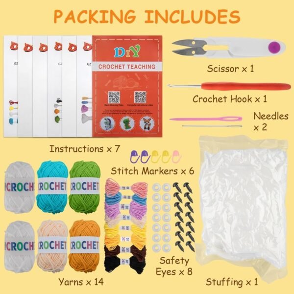 6Pcs Crochet Kit for Beginners, Crochet Animal Kits，Knitting Kit for Kids Adults with Step by Step Videos Tutorials, Knitting Kit for Kids Great Birthday Holiday Gift, DIY Keychain Pendants(Set -02)  Amazon.ae: Arts & Crafts - Image 5