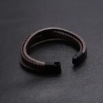 Goodern Mens Bracelet Premium Leather Bracelet for Men Multilayer Mens Leather Bracelet Leather Bangles Magnetic-Clasp Braided Leather Bracelet with Clasp Cowhide Multi-Layer Braided Leather - Image 5