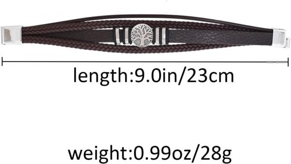 Multilayer Brown PU Leather Bracelet, Braided Magnetic-Clasp Wrap Bangle for Men - Image 14