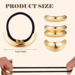 Gold Hair Ties, 6 Pieces Metal Geometric Buckle Hair Bands for Women Girls, Elastic Ponytail Cuffs Holders Accessories for Long Thick and Thin Hair, Diameter: 7.5 cm/2.95 inch - Image 10