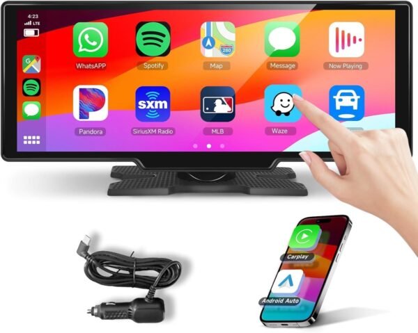 ⁦podofo 10.26 Touchscreen Portable Wireless Apple Carplay Car Stereo, Portable Car Screen Compatible with Bluetooth Hands-Free/GPS Navigation/Siri Assistant/Voice Control,7V-32V Suit for All Vehicles Buy Online at Best Price in UAE - Amazon.ae⁩ - الصورة ⁦8⁩