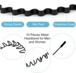 fenshine Metal Hair Bands Feather Wavy Headband Unisex Black Wavy Headband Polished Backwards Non-Slip Sports Hair Band for Women Men 6 Pack - Image 3
