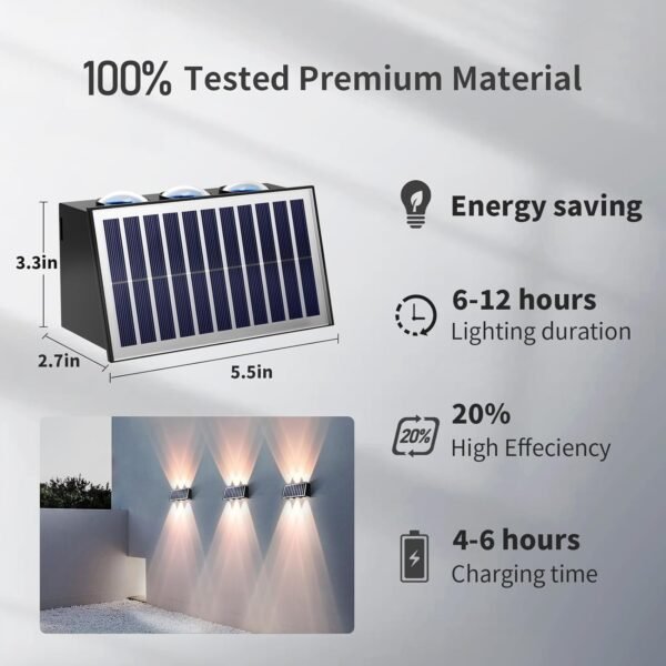 4 Pcs Outdoor Solar Wall Light, Up & Down LED Scones – Warm White LED Sconce, Waterproof Garden Patio Fence Light Buy Online at Best Price in UAE - Amazon.ae - Image 3