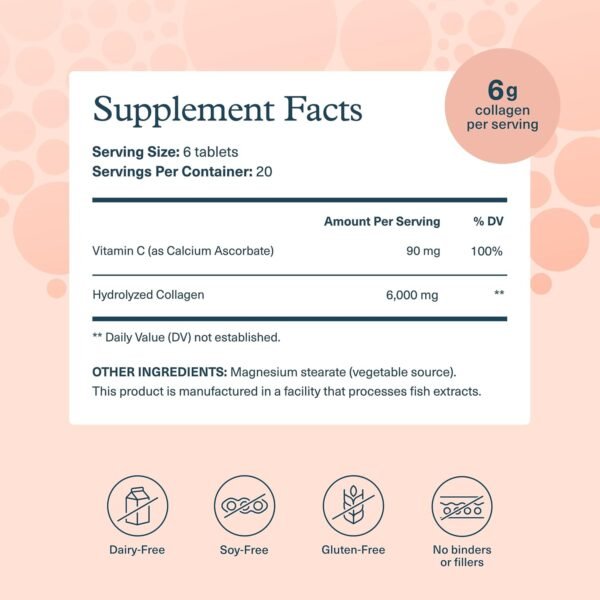 Youtheory Advanced Collagen - 6,000 mg Collagen - with Vitamin C - for Hair, Skin & Nails* - Collagen Supplements for Women and Men - 120 Tablets Buy Online at Best Price in UAE - Amazon.ae - Image 2