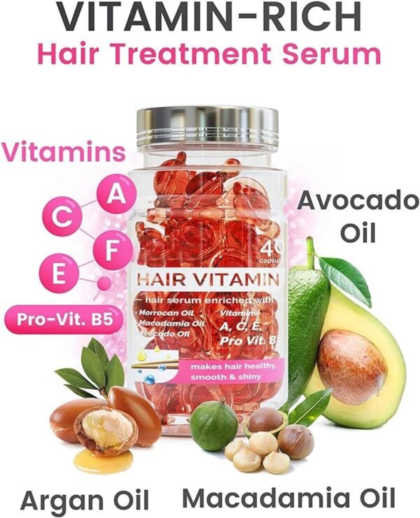 LBOYLOVE® Hair Treatment Serum, Hair Vitamin Serum Oil with Argan Macadamia, Avocado Oil & Vitamins A, E, B5, Conditioner for Women & Men, No Rinse for Hair Repair, Moisturizing - Image 3