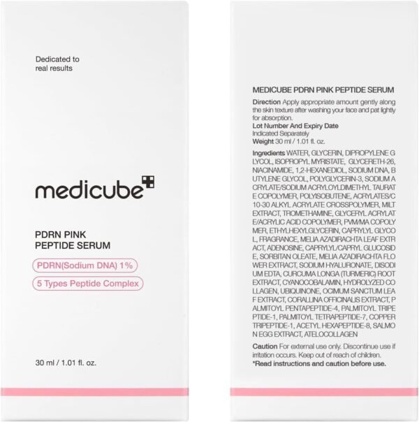 medicube PDRN Pink Peptide Serum Sodium DNA 1%, Pink glow serum, Peptide, Niacinamide, Hydrating & Moisturizing & Plumping, Uneven Skin Tone, Korean Skincare 30ML (1.01 fl.oz., Salmon DNA PDRN) - Image 9