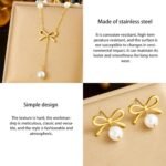 Vbvbip Elegant Stainless Steel Pearl Pendant Necklace & Earrings Set for Women, Hypoallergenic Jewelry Gift Set, Classic Boho Bridal Party Accessories - Image 13