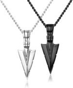 Jstyle Stainless Steel Pendant Necklace for Mens Boys Cool Spearpoint Arrowhead Pendant Chain Necklace Set