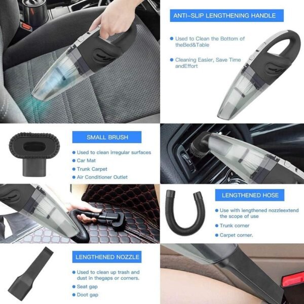 IDEA-TECH Car Vacuum Cleaner, 3.2KPa Strong Cyclone Suction, 12V 120W Rechargeable, for Pet Hair Car Home Cleaning, Black, 355*105*125mm/13.97*4.13*0.16in, F6001  Amazon.ae: Kitchen - Image 4
