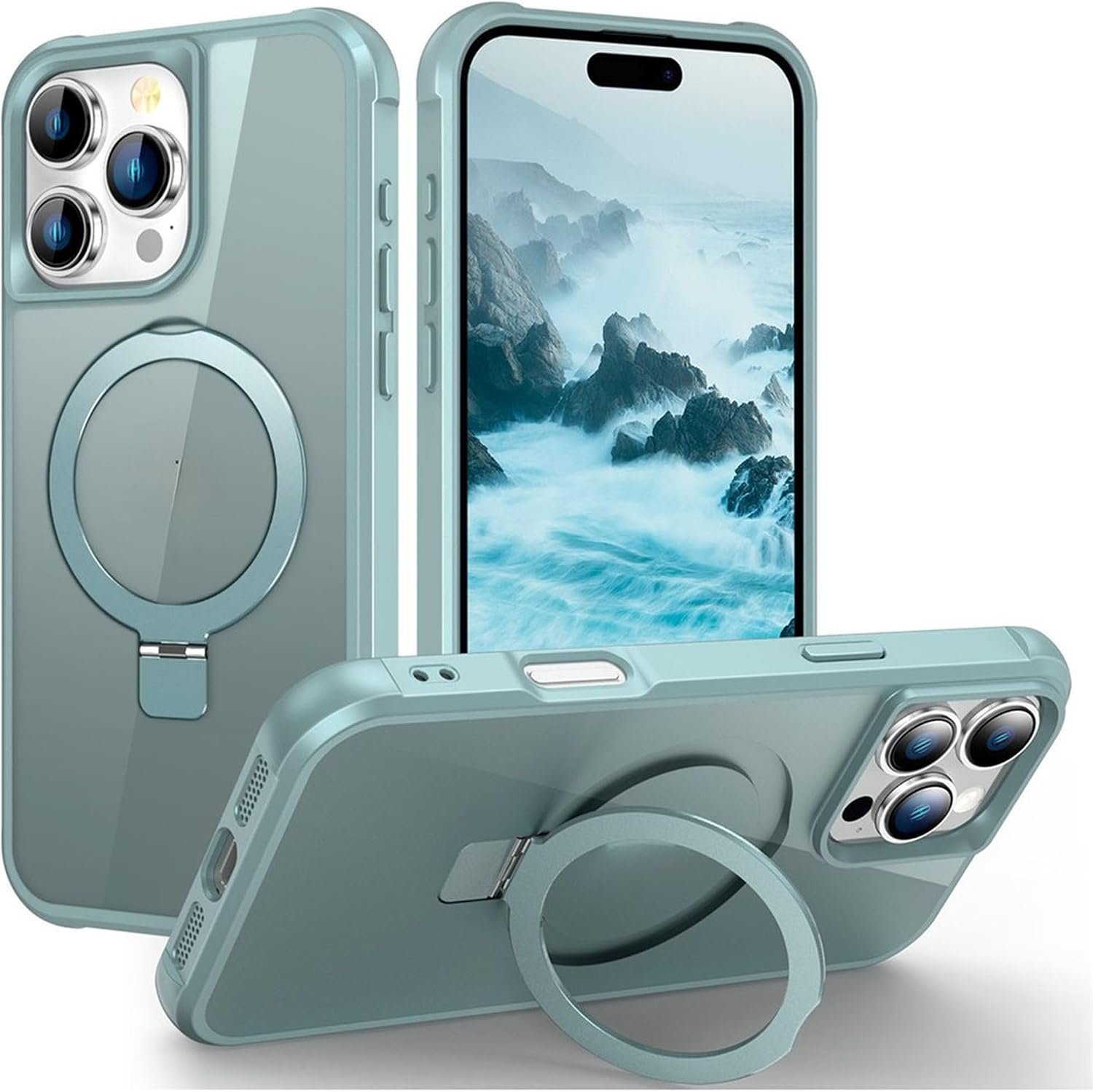 717XS3y1RFL._AC_SL1500_.jpg UniqCase MagSafe Ring Holder Kickstand Case for Apple iPhone 16 Pro Max – Dual-Layer TPU + PC Shockproof Design, 360° Magnetic Stand, Raised Camera & Screen Bezel – Lake Blue Buy Online at Best Price in UAE - Amazon.ae - Image 1