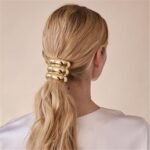 Gold Hair Ties, 6 Pieces Metal Geometric Buckle Hair Bands for Women Girls, Elastic Ponytail Cuffs Holders Accessories for Long Thick and Thin Hair, Diameter: 7.5 cm/2.95 inch - Image 13