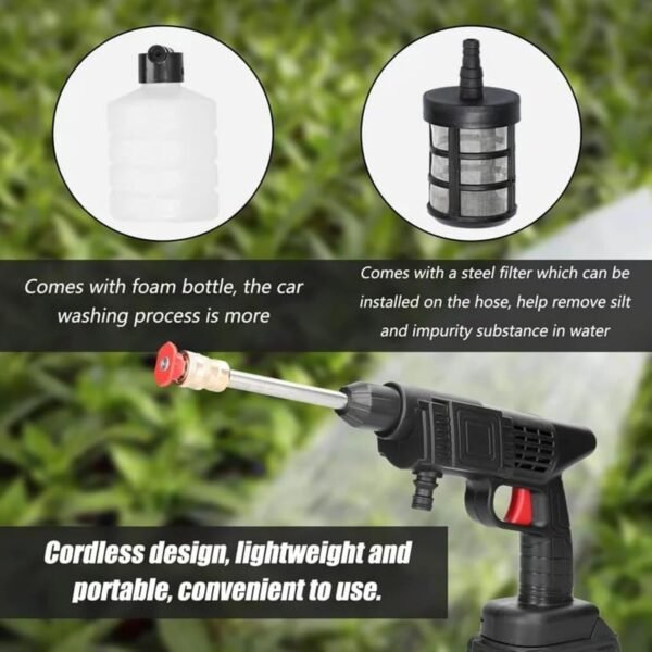 WOLF pihot® 48VF Portable Battery, Car Wash, Cordless Gun for Home Use for Effective Cleaning of Bikes, Motorcycles, Cars, Floors, Driveways, Gardens With Two Battery, Black Buy Online at Best Price in UAE - Amazon.ae - Image 3