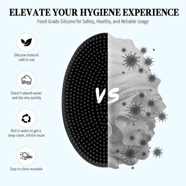 ⁦Eid Al Adha Mubarak Bath Silicon Scrubber 3 Pack Assorted Colors Black Pink Blue Premium Exfoliating Skin Cleansing Brush for Shower Spa Ramadan Islamic New Year Personal Care Supplies Buy Online at Best Price⁩ - الصورة ⁦3⁩