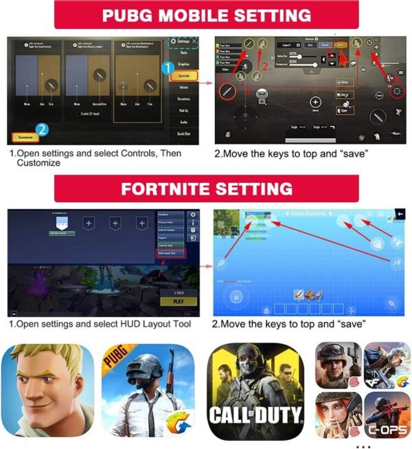 DELAM Mobile Game Controller with L1R1 L2R2 Triggers, PUBG Mobile Controller 6 Fingers Operation, Joystick Remote Grip Shooting Aim Keys for 4.7-6.5" iPhone Android iOS Cellphone Gamepad Accessories  Amazon.ae: Electronics - Image 12