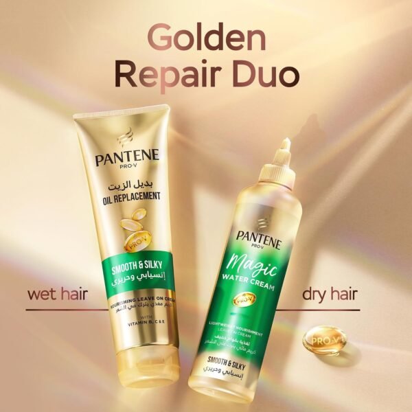 Pantene Pro-V Smooth & Silky Oil Replacement Leave-On Cream to Control Frizz - Repairs Damage & Nourishes Deeply with Vitamins B, C & E 275ml Buy Online at Best Price - Image 4