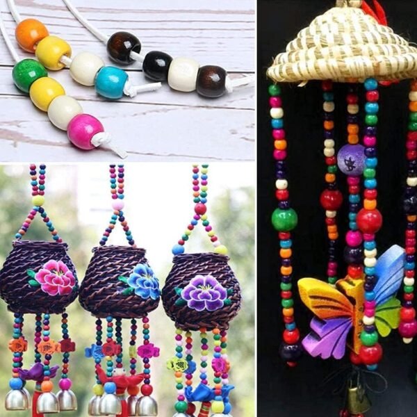 ⁦200Pcs Large Hole Wood Beads, BetterJonny Assorted Color Wooden Beads Hair Braid Beads 16x16-17mm for Macrame Rosary Bracelet Jewelry Craft Making  Amazon.ae: Arts & Crafts⁩ - الصورة ⁦3⁩