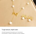 Vbvbip Elegant Stainless Steel Pearl Pendant Necklace & Earrings Set for Women, Hypoallergenic Jewelry Gift Set, Classic Boho Bridal Party Accessories - Image 12