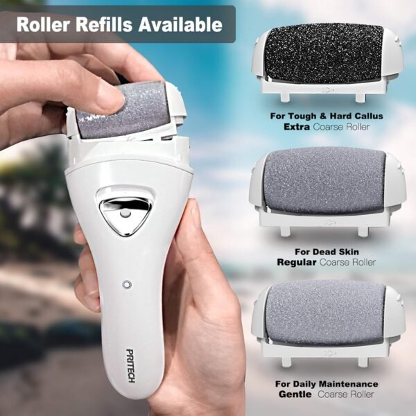 Electric Hard Skin Remover Foot Callus Remover Electric Foot File Rechargeable Dead Skin Remover for Feet Electric Pedicure Kit Proffessinal Feet Care with 3 Roller Heads 1 Cleaning Brush USB Cord - Image 3