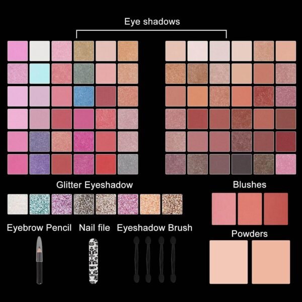⁦Miss Rose M 98 Color All In One Gift Makeup Kit Set, Include Eyeshadow Facial Blusher Eyebrow Powder Face Concealer Eyeliner Pencil And A Mirror,Makeup For Women Full Kit（379N)  Amazon.ae: Beauty⁩ - الصورة ⁦3⁩