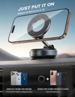 ⁦Lamicall Car Phone Holder 70LBS Vacuum Suction Dashboard & Windshield | 20X Mag safe Car Mount 360° Foldable Magnetic Mobile Holder for Car fit iPhone 17 16 15 14 Pro Max Gift Truck Black  Amazon.ae: Automotive⁩ - الصورة ⁦6⁩