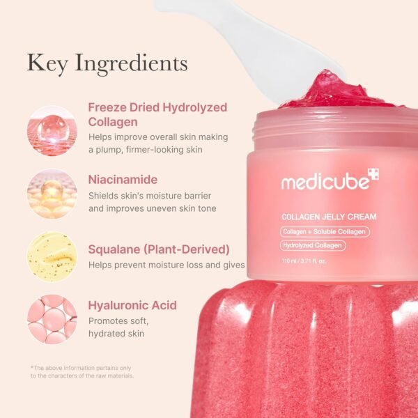 medicube Collagen Jelly Cream- Niacinamide & Freeze-Dried Hydrolyzed Collagen - Boosts skin's barrier hydration and gives 24h Glow & Lifted Look - No artificial color, Korean skincare (3.71 fl.oz.) - Image 4