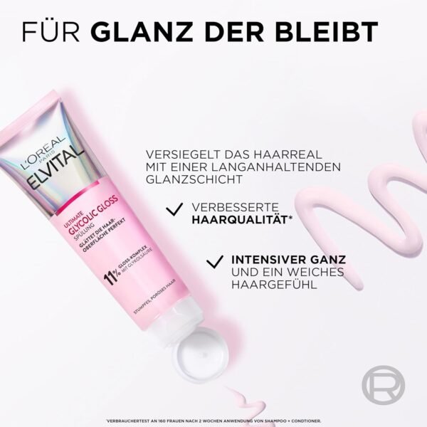 L'Oréal Paris Elvital Glycolic Gloss Bundle with Shampoo, Conditioner, 5 Minutes Hair Lamination for Dull Hair, Care Routine for Healthy Hair and Strong Shine, Set with Glycolic Acid, 3 Pieces Buy Online at Best Price - Image 4