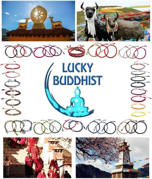 LUCKY BUDDHIST Handmade Bracelet + Buddhist Gift! Tibetan Good Luck String Armband. for Women, Men, Teens. Adjustable Size! Friendship Present. Handcrafted Rope Woven Chakra Wristband, 15–25 cm, Nylon - Image 8
