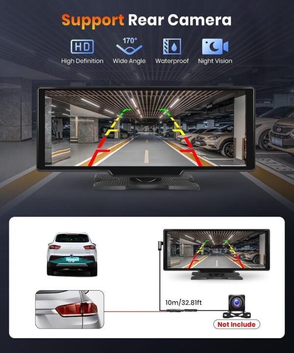 ⁦podofo 10.26 Touchscreen Portable Wireless Apple Carplay Car Stereo, Portable Car Screen Compatible with Bluetooth Hands-Free/GPS Navigation/Siri Assistant/Voice Control,7V-32V Suit for All Vehicles Buy Online at Best Price in UAE - Amazon.ae⁩ - الصورة ⁦6⁩