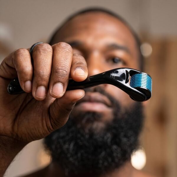 ROSELYNBOUTIQUE Beard Growth Derma Roller 540 Titanium Microneedles.25mm Stimulate Beard & Hair Growth & Skin Regeneration | Personal Versatile Cosmetic Beauty Tool(Black Blue) - Image 9