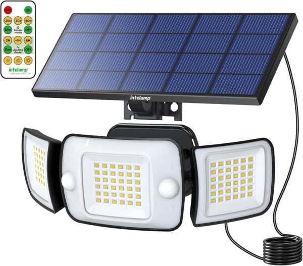intelamp Solar Lights Outdoor with Remote Control, 2.7 Cable | Solar Sensor Lights with Dual Sensors 1200LM Waterproof Flood Lighting for Yard, Garage, Garden Buy Online at Best Price in UAE - Amazon.ae - Image 8