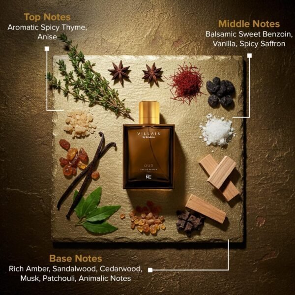 VILLAIN OUD Eau De Parfum For Men, 100ml | Premium Luxury Perfume | Long Lasting Fragrance  Amazon.ae: Beauty - Image 3