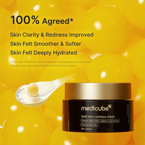 medicube Capsule Cream with Deep Vitamin C | Liposome Vitamin C Golden Capsule for Uneven & Dull Skin | Radiance & Firm-Looking Skin | Hydrating Glow Gel Texture | Korean Skincare, 1.94 oz - Image 5