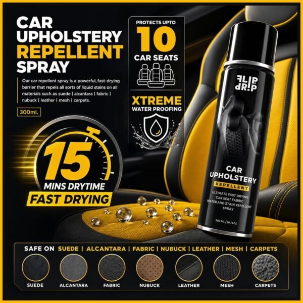FLIPURDRIP Car Seat Protector Spray, Waterproofing Fast Drying formula, protects car seats from all liquid stains and spills, best for suede,fabric,leather,mesh&alcantara  Amazon.ae: Automotive - Image 3