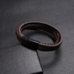 Goodern Mens Bracelet Premium Leather Bracelet for Men Multilayer Mens Leather Bracelet Leather Bangles Magnetic-Clasp Braided Leather Bracelet with Clasp Cowhide Multi-Layer Braided Leather - Image 10